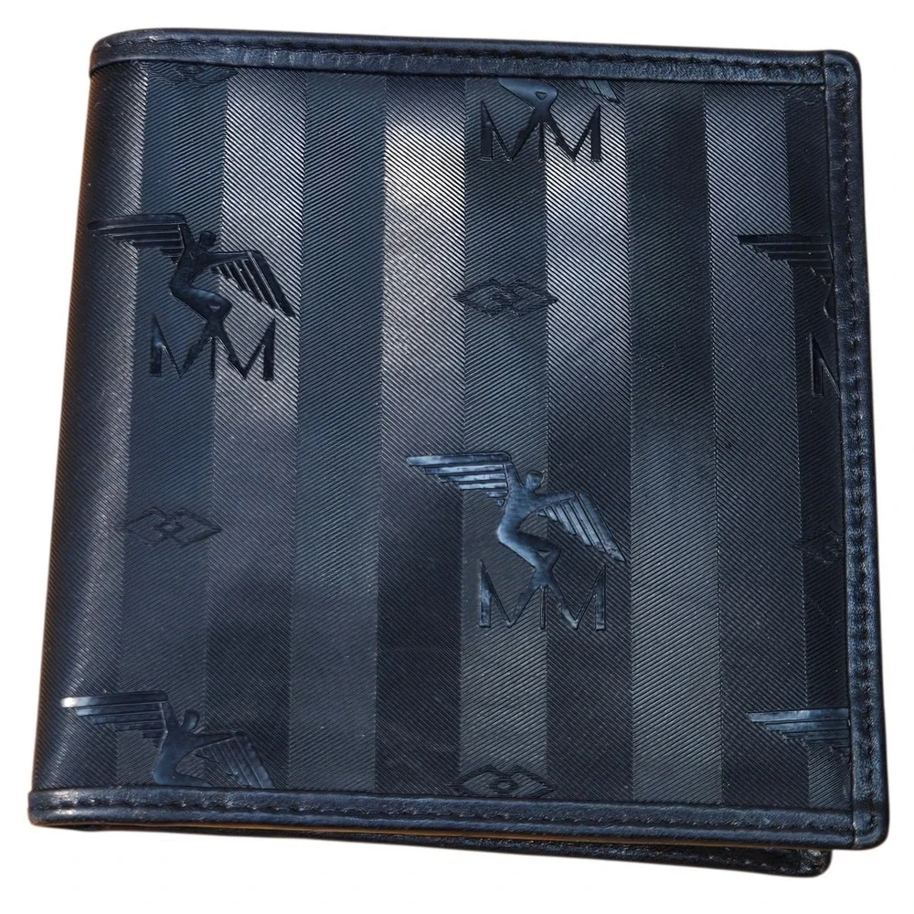 Maison Mollerus Suisse Black Bifold Wallet Monogram Logo Mens Card Coin Pocket